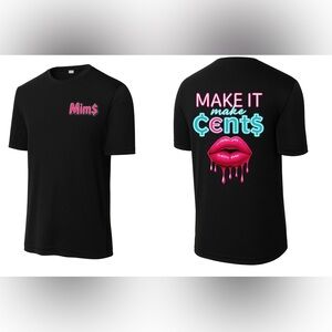 Mi Black Tee with Pink and Blue Graphic